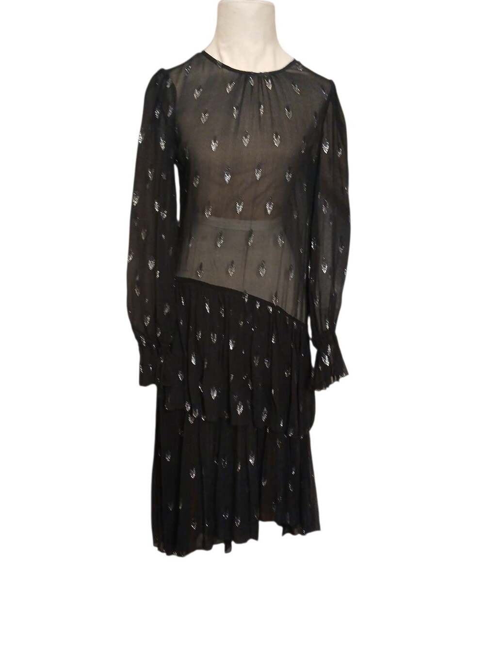 Joie Maylene Silk Dress Sz S Black Assymetrical Ruffles WITHOUT Slip underneath